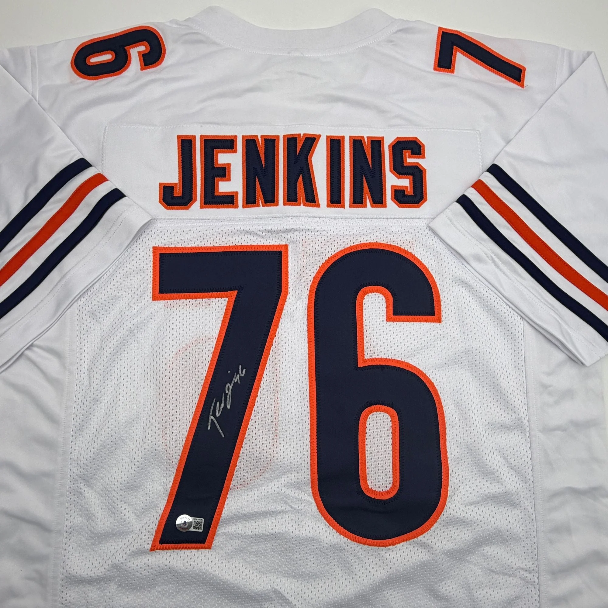 Autographed/Signed Teven Jenkins Chicago White Football Jersey Beckett BAS COA - Image 2