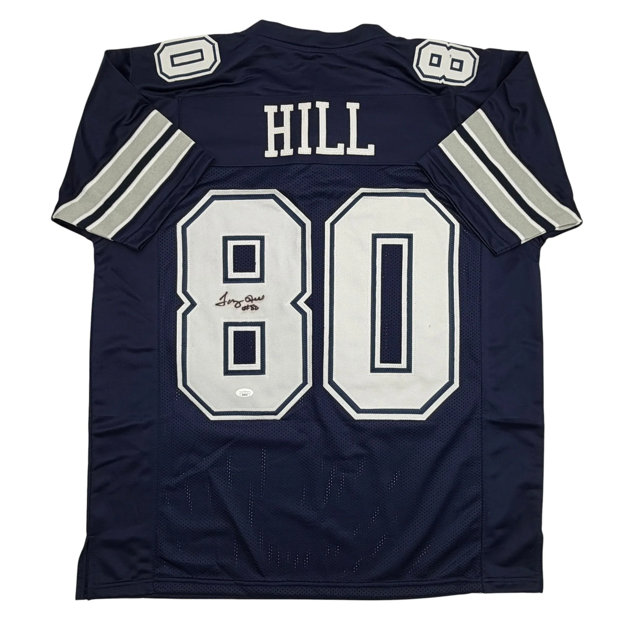 Autographed/Signed Tony Hill Dallas Blue Football Jersey JSA COA