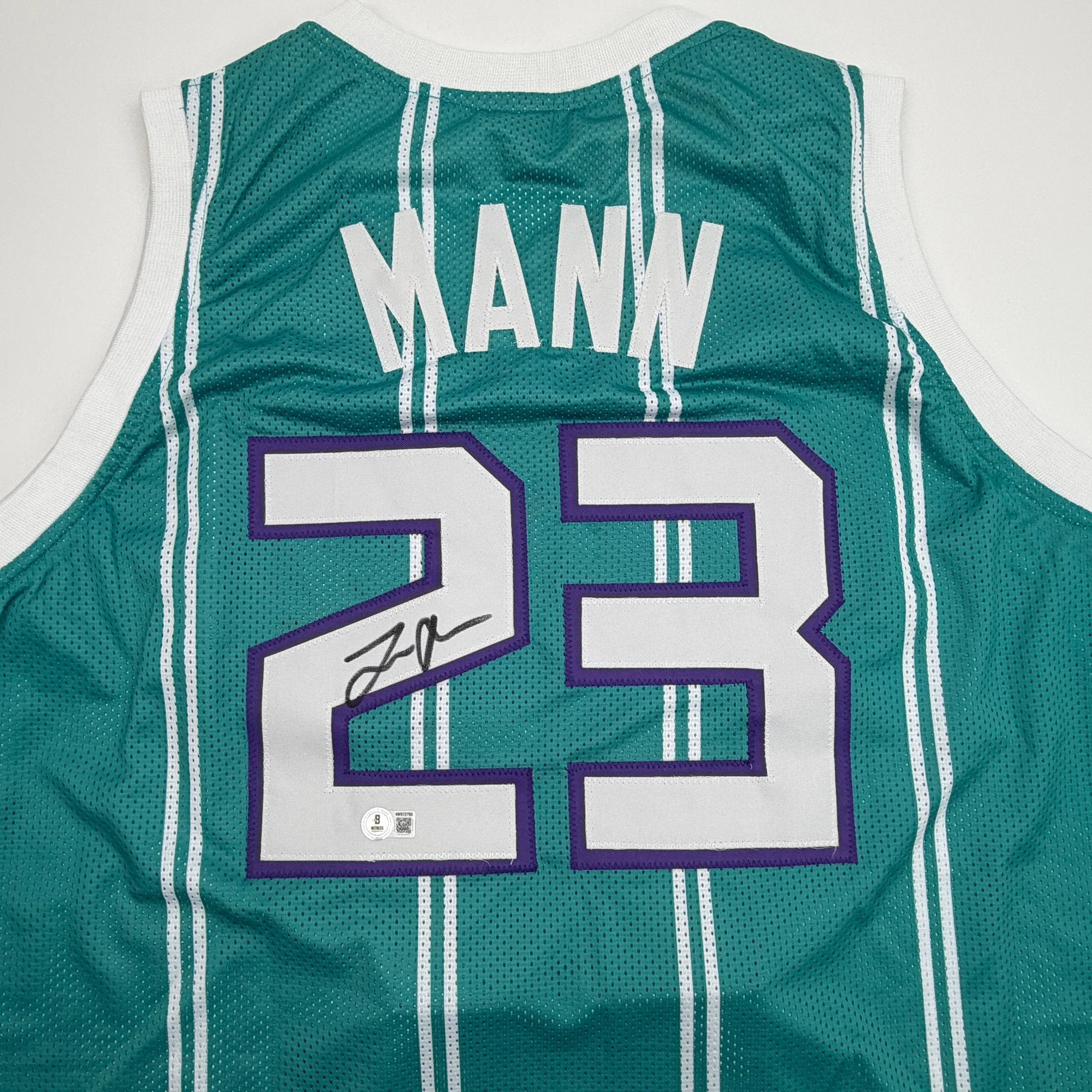 Autographed/Signed Tre Mann Charlotte Teal Basketball Jersey Beckett BAS COA - Image 2
