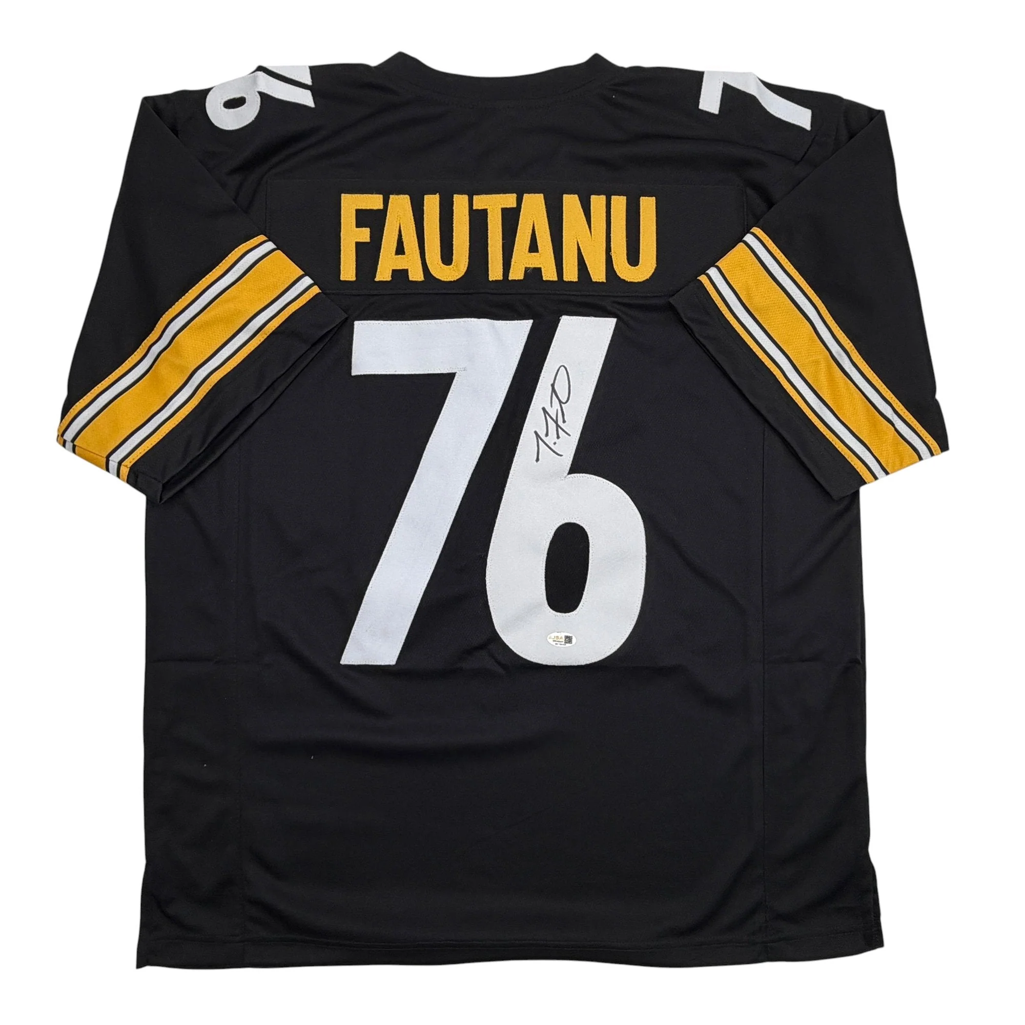 Autographed/Signed Troy Fautanu Pittsburgh Black Football Jersey JSA COA