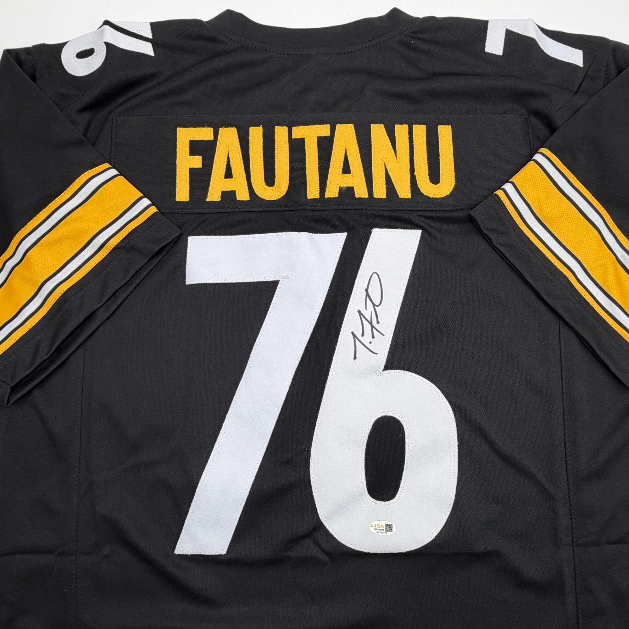 Autographed/Signed Troy Fautanu Pittsburgh Black Football Jersey JSA COA - Image 2