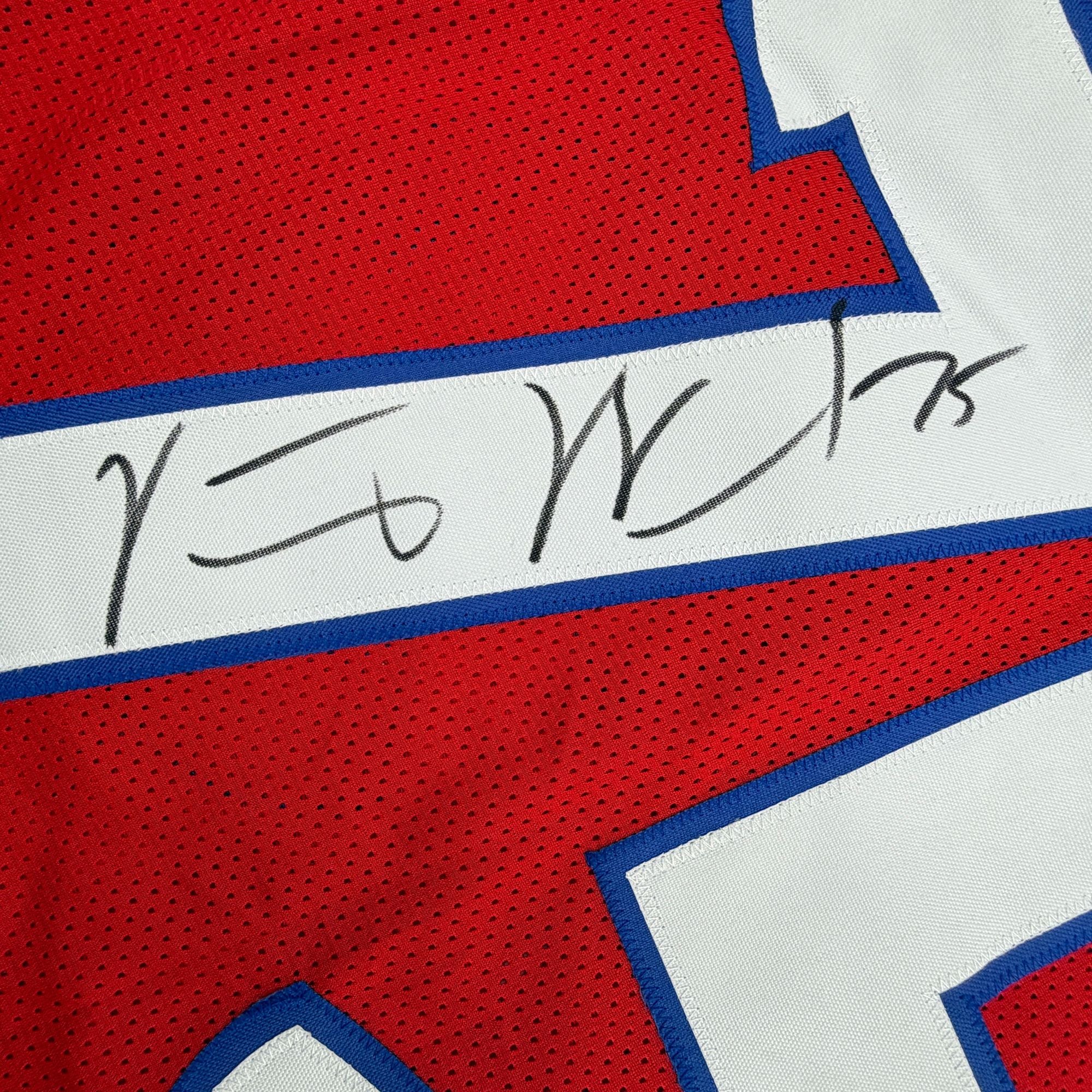 Autographed/Signed Vince Wilfork New England Red Retro Pro Cut Football Jersey JSA COA - Image 3