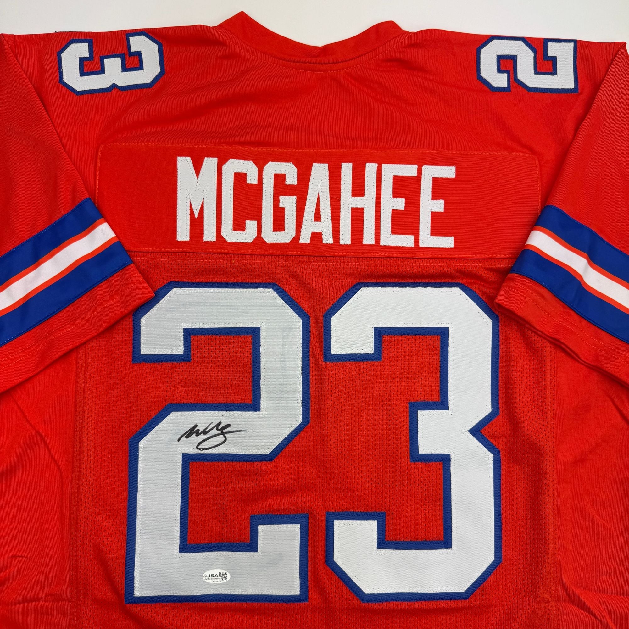 Autographed/Signed Willis McGahee Denver Retro Orange Football Jersey JSA COA - Image 2