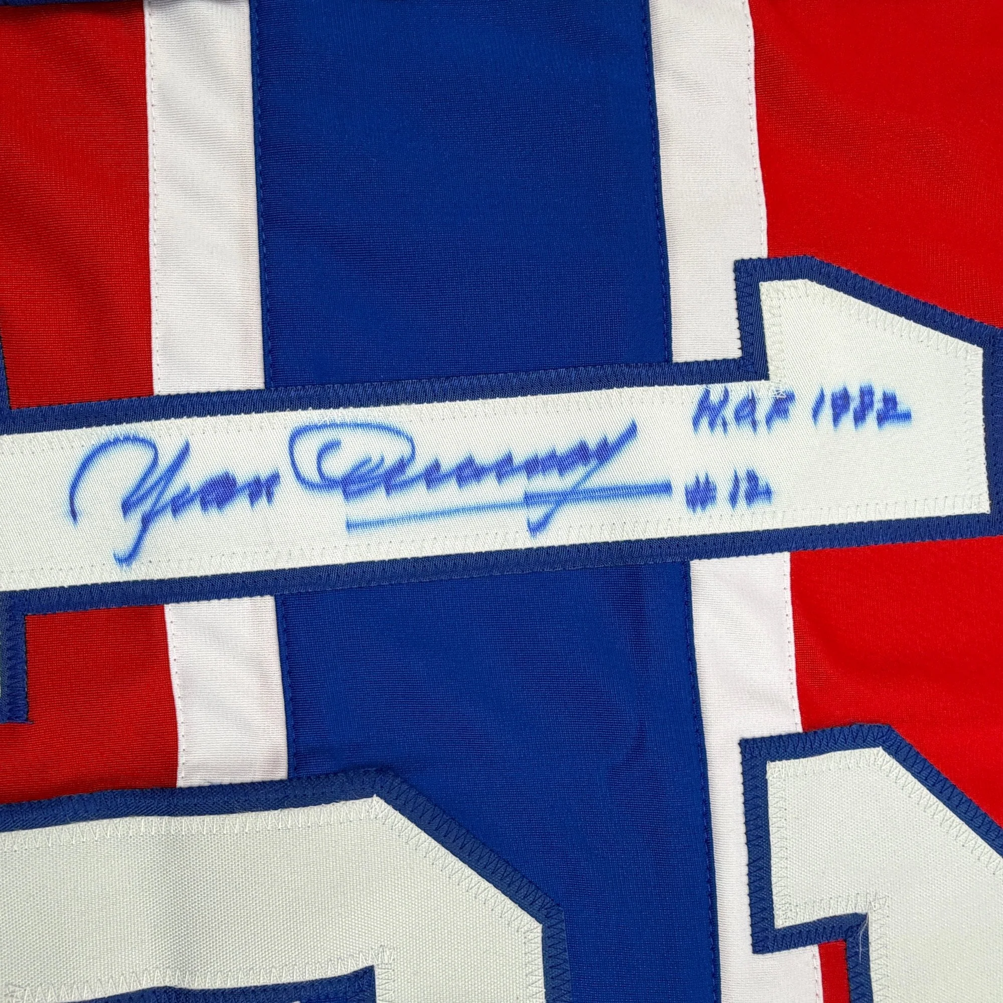 Autographed/Signed Yvan Cournoyer HOF 1982 Montreal Red Hockey Jersey JSA COA - Image 3