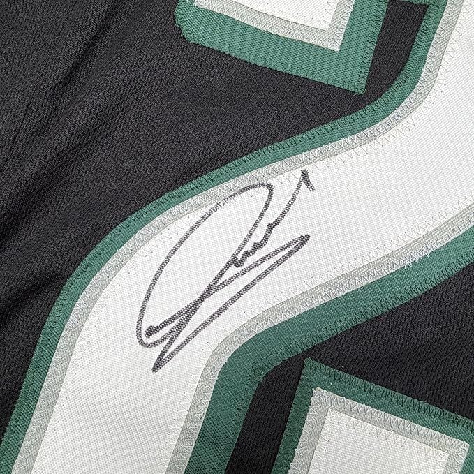 Framed Autographed/Signed Andrew Mukuba 35x39 Philadelphia Black Pro Cut Football Jersey JSA COA - Image 2