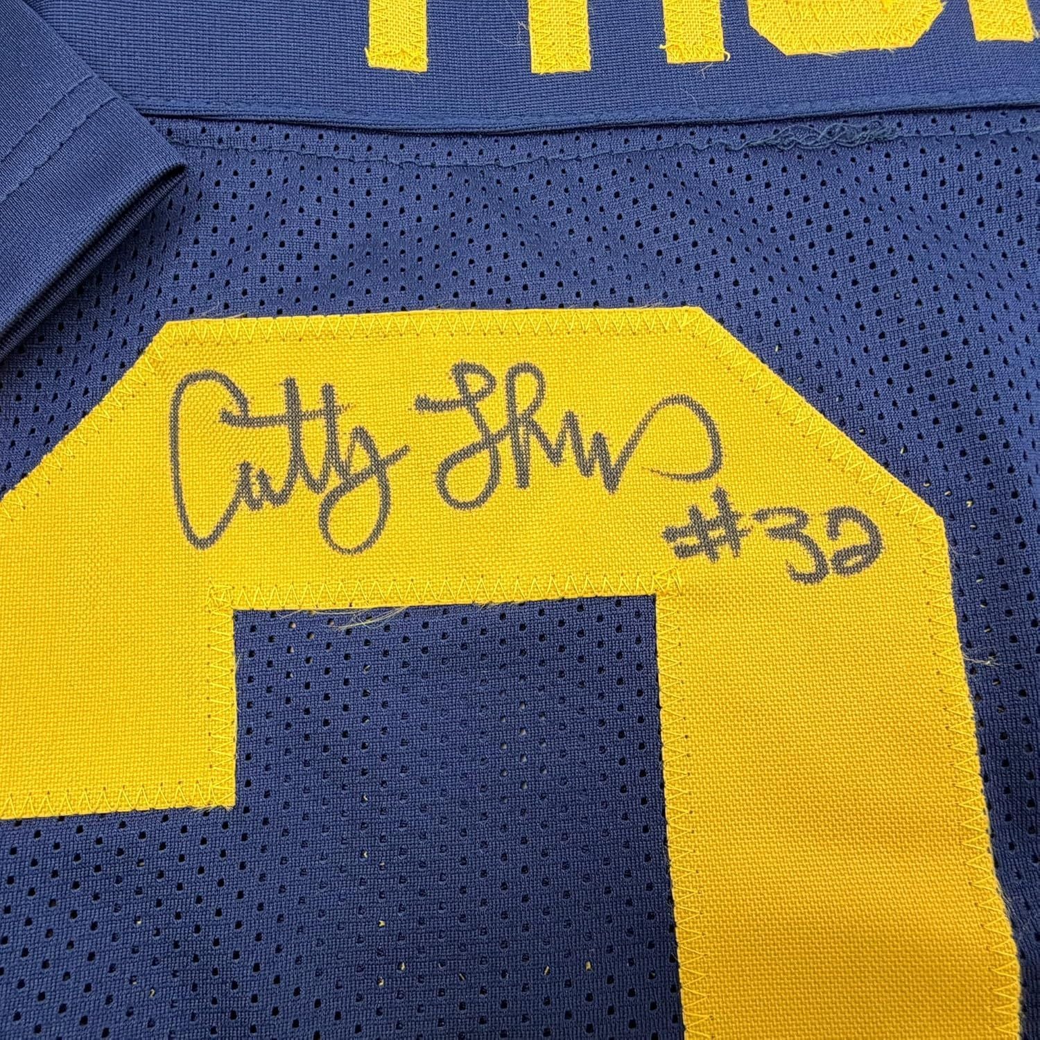 Framed Autographed/Signed Anthony Thomas 35x39 Michigan Blue College Football Jersey JSA COA - Image 2