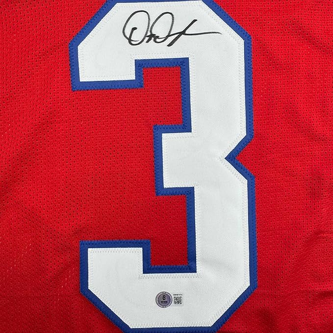 Framed Autographed/Signed DeMario Douglas 35x39 New England Red Football Jersey Beckett BAS COA - Image 2