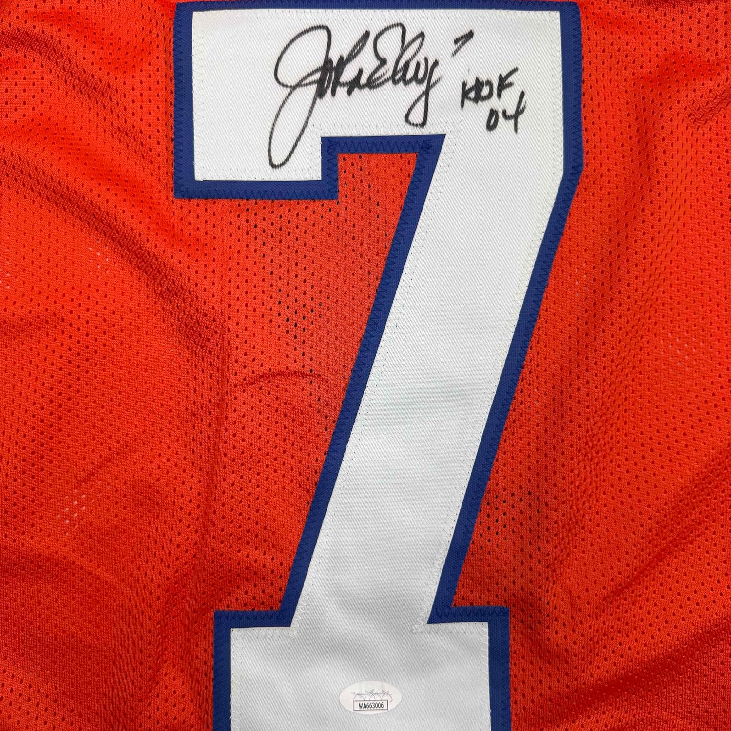 Framed Autographed/Signed John Elway 35x39 Denver Orange Retro Football Jersey JSA COA - Image 2