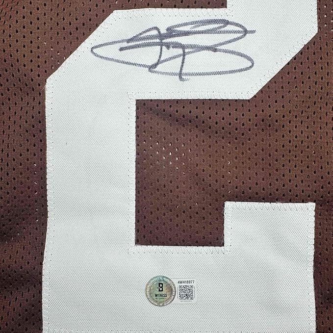 Framed Autographed/Signed Johnny Manziel 35x39 Cleveland Football Brown Jersey Beckett BAS COA - Image 2