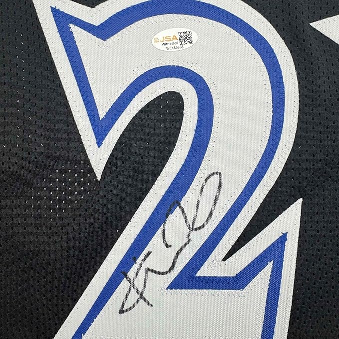Framed Autographed/Signed Kevin Garnett 35x39 Minnesota Black Basketball Jersey Beckett BAS COA - Image 2