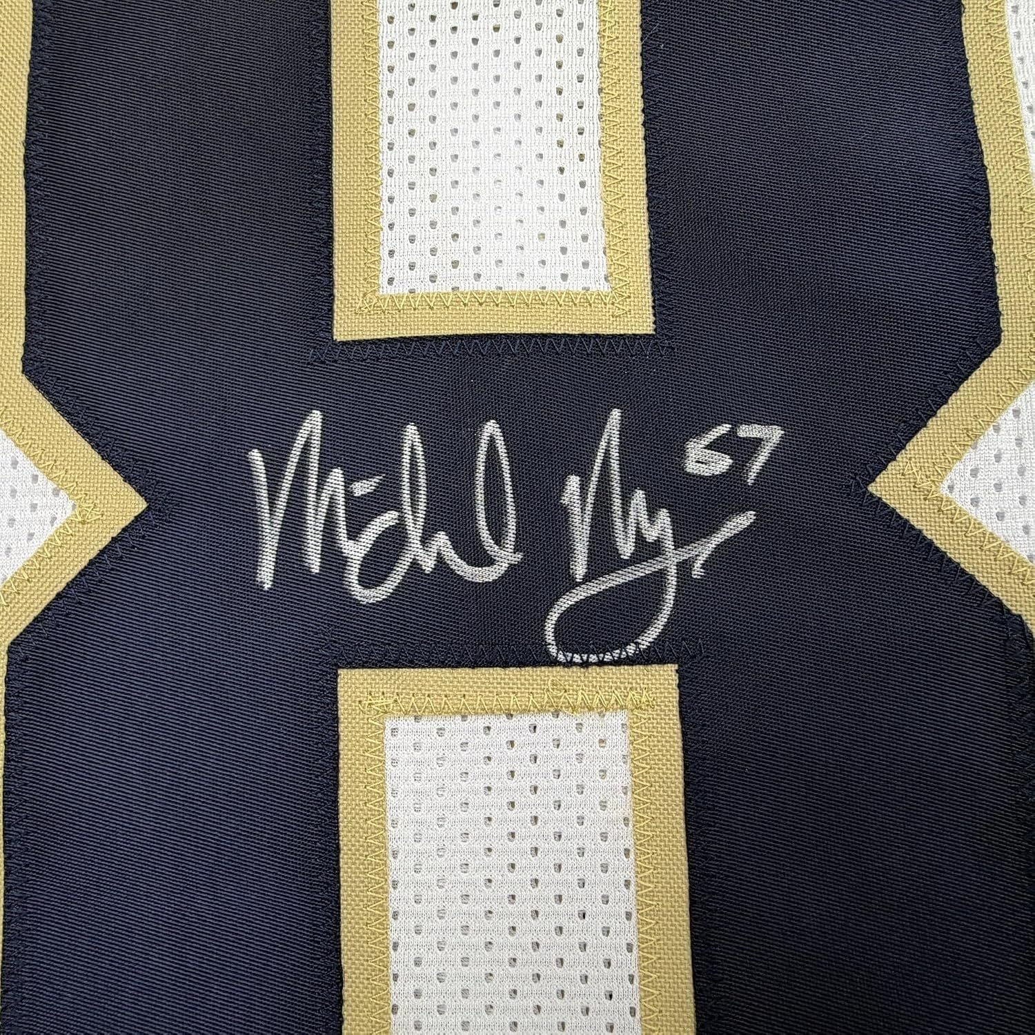 Framed Autographed/Signed Michael Mayer 35x39 Notre Dame White College Football Jersey Beckett BAS COA - Image 2