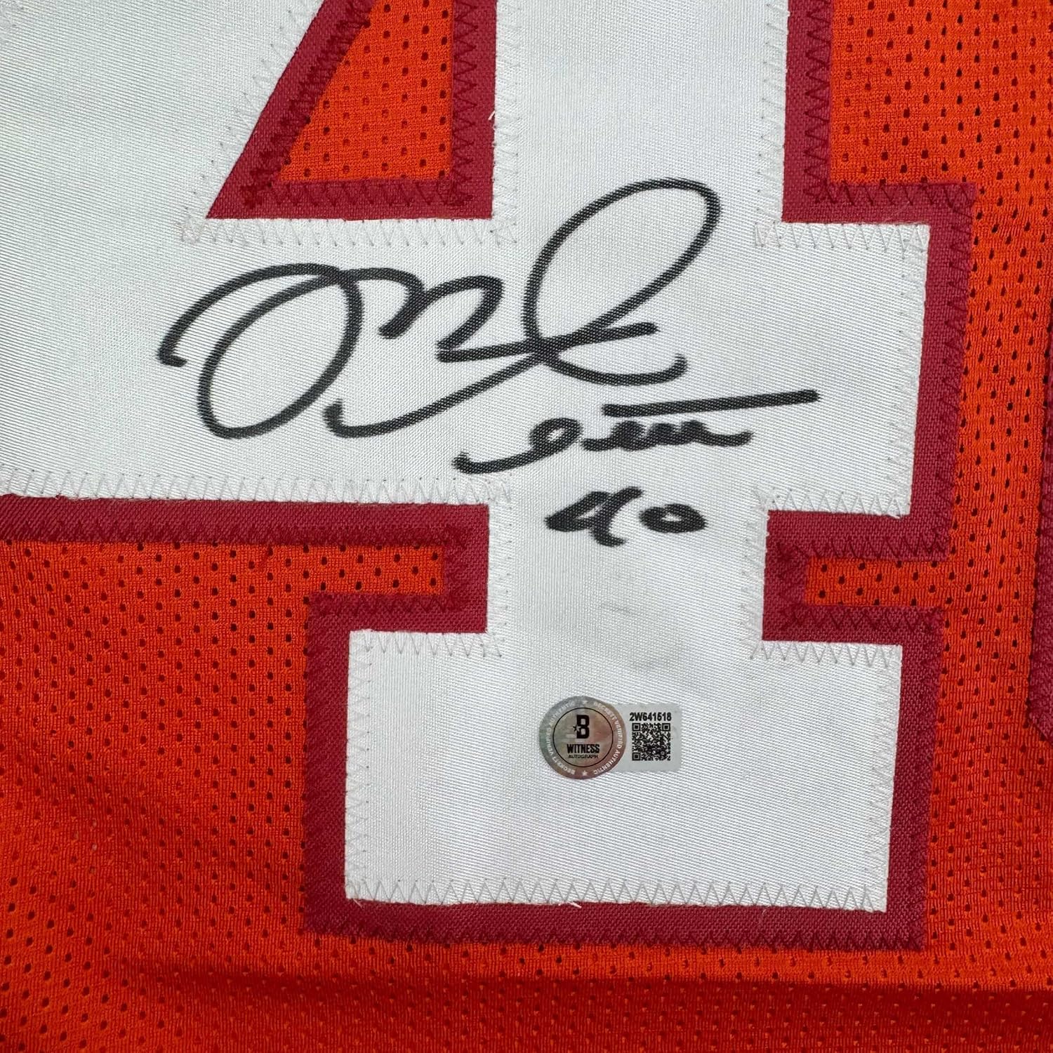 Framed Autographed/Signed Mike Alstott 35x39 Tampa Bay Orange Creamsicle Football Jersey Beckett BAS COA - Image 2