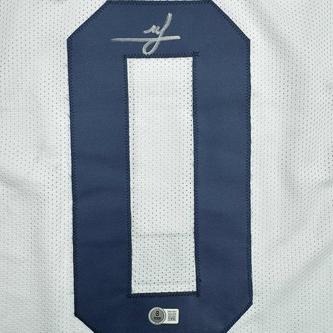 Framed Autographed/Signed Mike Sainristil 35x39 Michigan White College Football Jersey Beckett BAS COA - Image 2