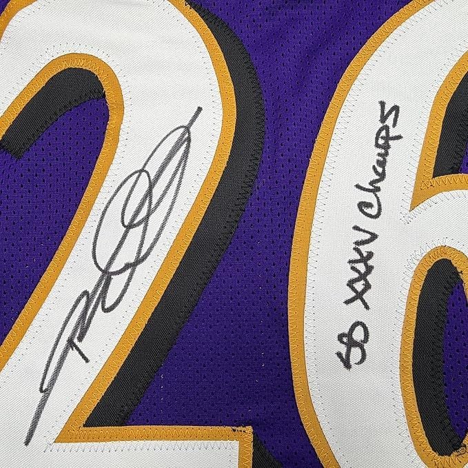 Framed Autographed/Signed Rod Woodson 35x39 SB XXXV Champs Baltimore Purple Football Jersey Beckett BAS COA - Image 2