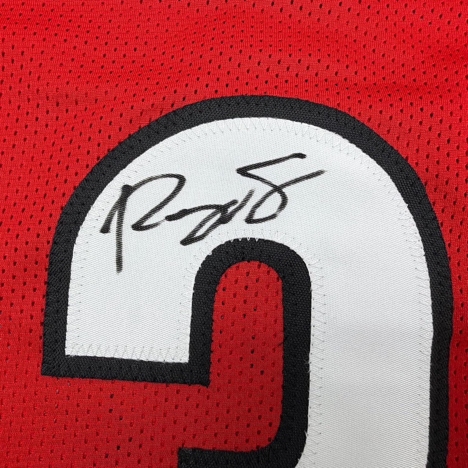 Framed Autographed/Signed Roquan Smith 35x39 Georgia Red College Football Jersey Beckett BAS COA - Image 2