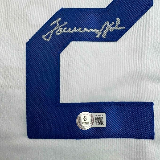 Framed Autographed/Signed Tommy John 35x39 Los Angeles White Baseball Jersey Beckett BAS COA - Image 2