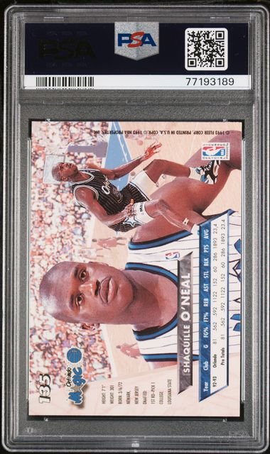 Graded 1993 Fleer Ultra Shaquille O'Neal #135 2nd Year Basketball Card PSA 10 Gem Mint - Image 2
