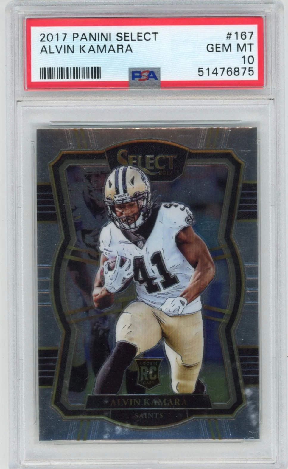 Graded 2017 Panini Select Alvin Kamara #167 Rookie RC Football Card PSA 10 Gem Mint