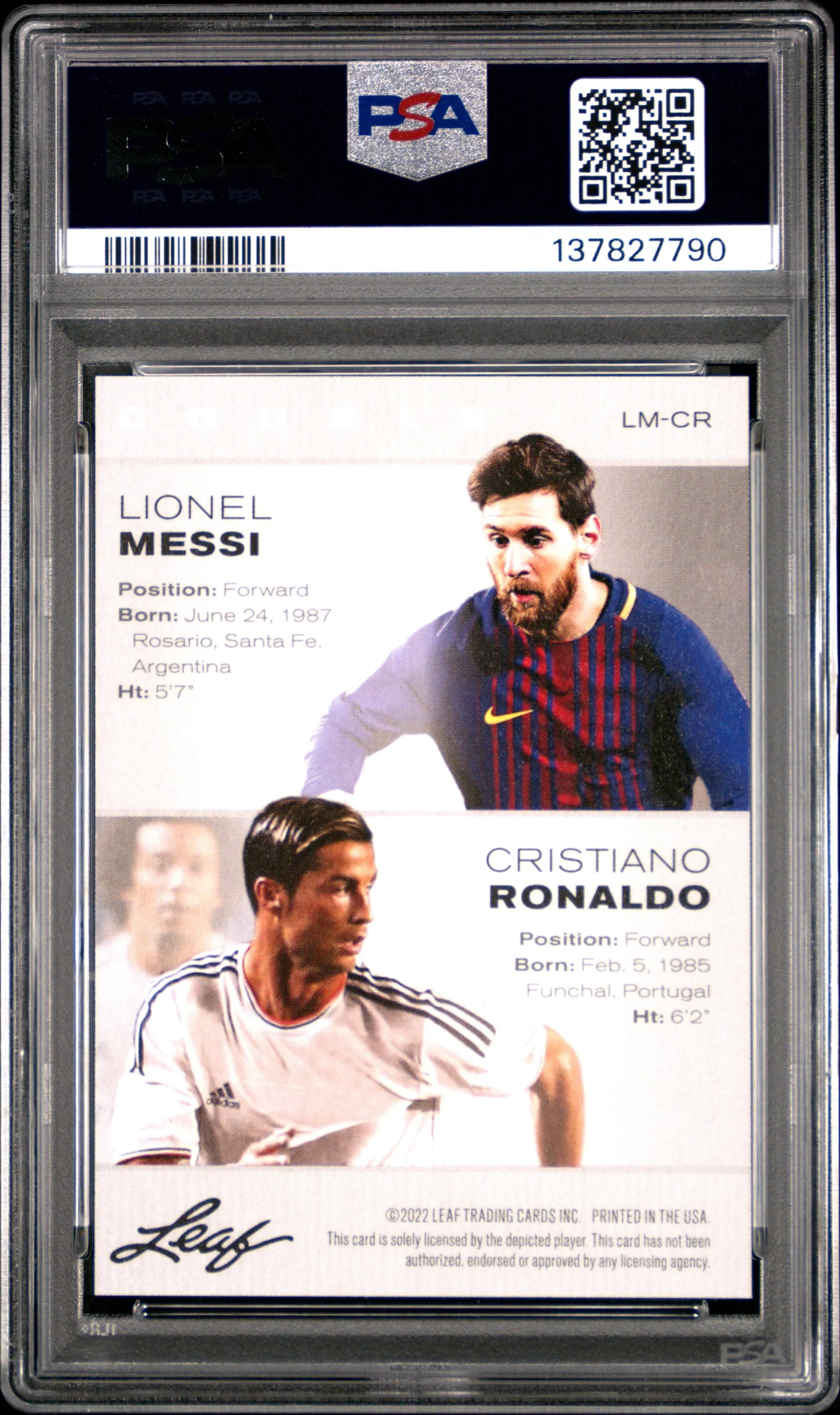 Graded 2022 Leaf Special Release Lionel Messi Cristiano Ronaldo #LMCR Exclusive Legends Edition Soccer Card PSA 10 Gem Mint - Image 2