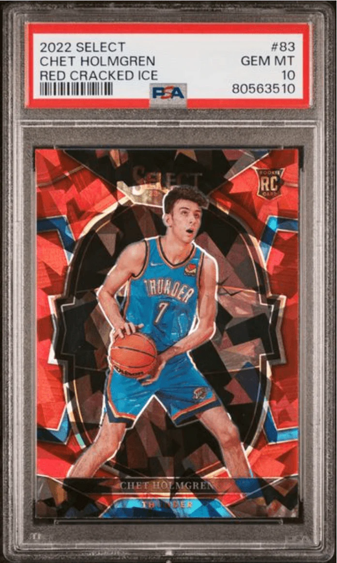 Graded 2022 Panini Select Chet Holmgren #83 Red Cracked Ice Rookie RC Basketball Card PSA 10 Gem Mint