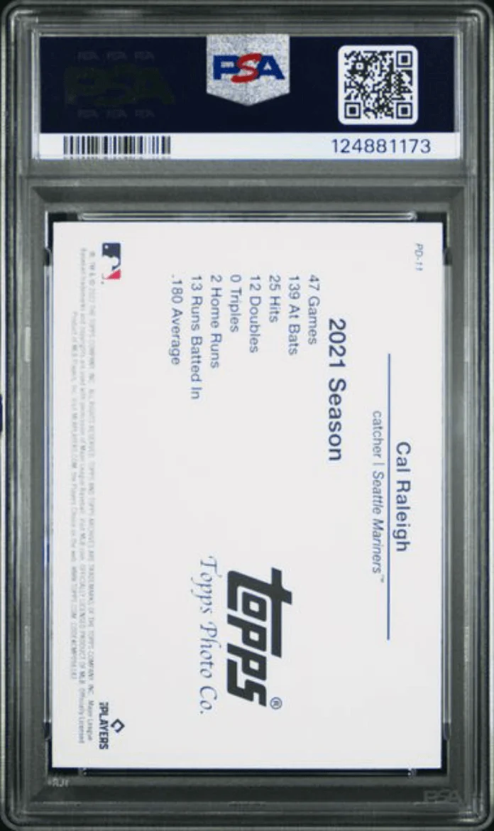 Graded 2022 Topps Archives Snapshots Cal Raleigh #PD11 Picture Day Rookie RC Baseball Card PSA 10 Gem Mint - Image 2