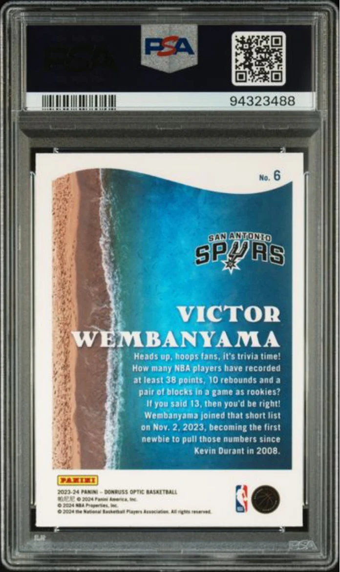 Graded 2023 Panini Donruss Optic Victor Wembanyama #6 Splash Rookie RC Basketball Card PSA 10 Gem Mint - Image 2