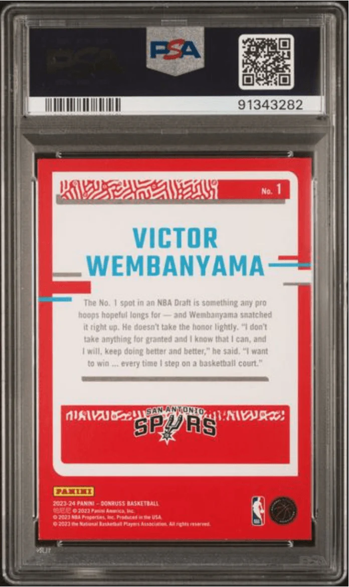 Graded 2023 Panini Donruss Victor Wembanyama #1 The Rookies Rookie RC Basketball Card PSA 9 Mint - Image 2