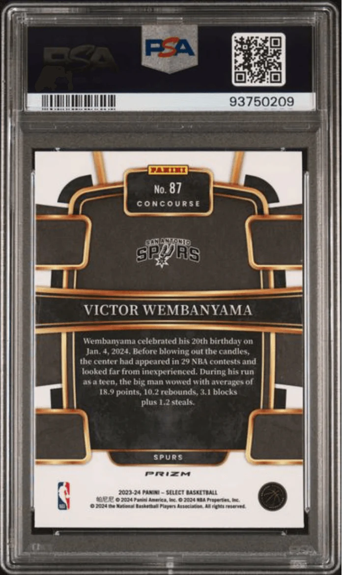 Graded 2023 Panini Select Victor Wembanyama #87 Orange Tectonic Rookie RC Basketball Card PSA 10 Gem Mint - Image 2