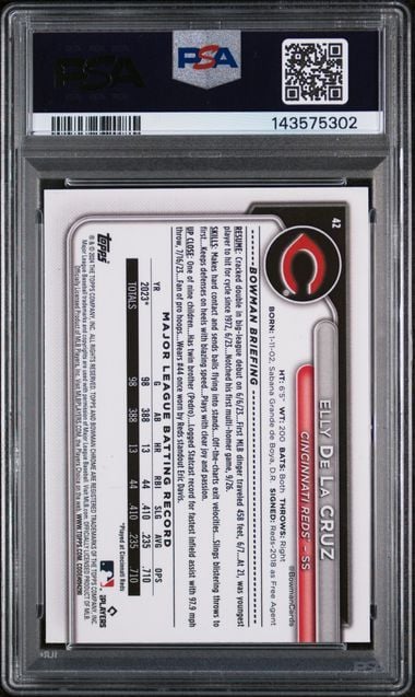 Graded 2024 Bowman Chrome Mega Box Elly De La Cruz #42 Rookie RC Baseball Card PSA 10 Gem Mint - Image 2
