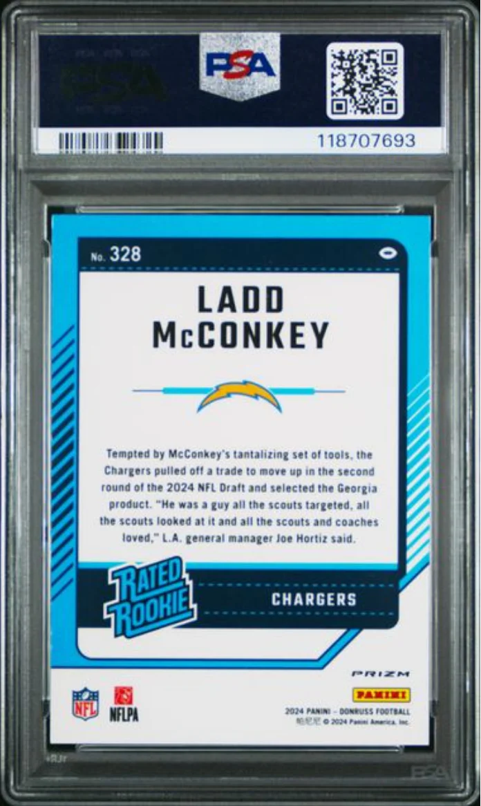 Graded 2024 Panini Donruss Ladd McConkey #328 Optic Preview Rookie RC Football Card PSA 10 Gem Mint - Image 2