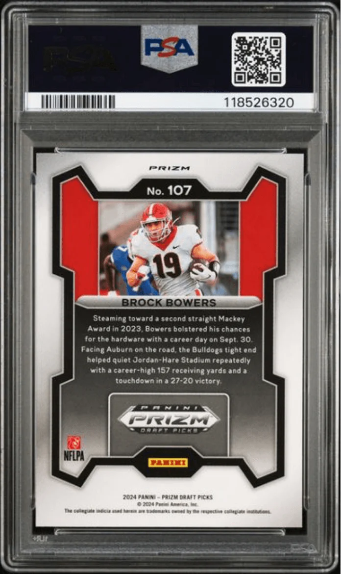Graded 2024 Panini Prizm Draft Picks Brock Bowers #107 Red Ice Rookie RC Football Card PSA 10 Gem Mint - Image 2