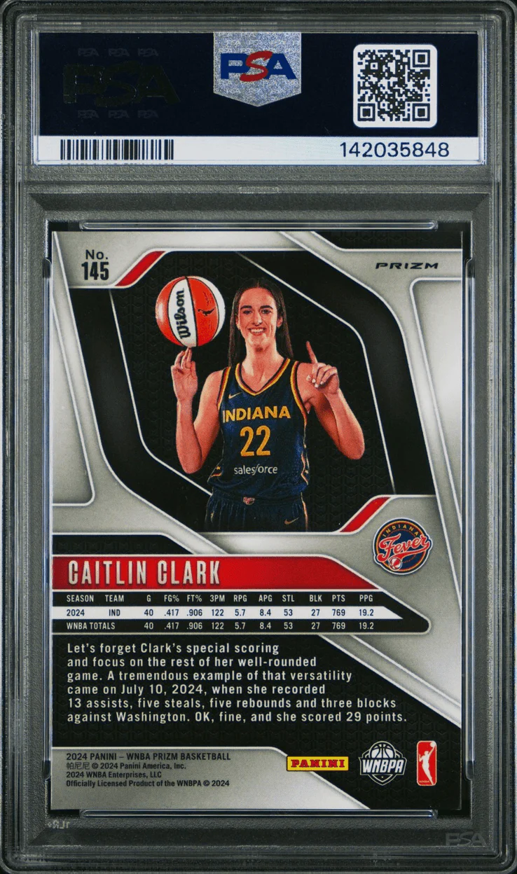 Graded 2024 Panini Prizm WNBA Caitlin Clark #145 Orange Ice Rookie RC Basketball Card PSA 10 Gem Mint - Image 2