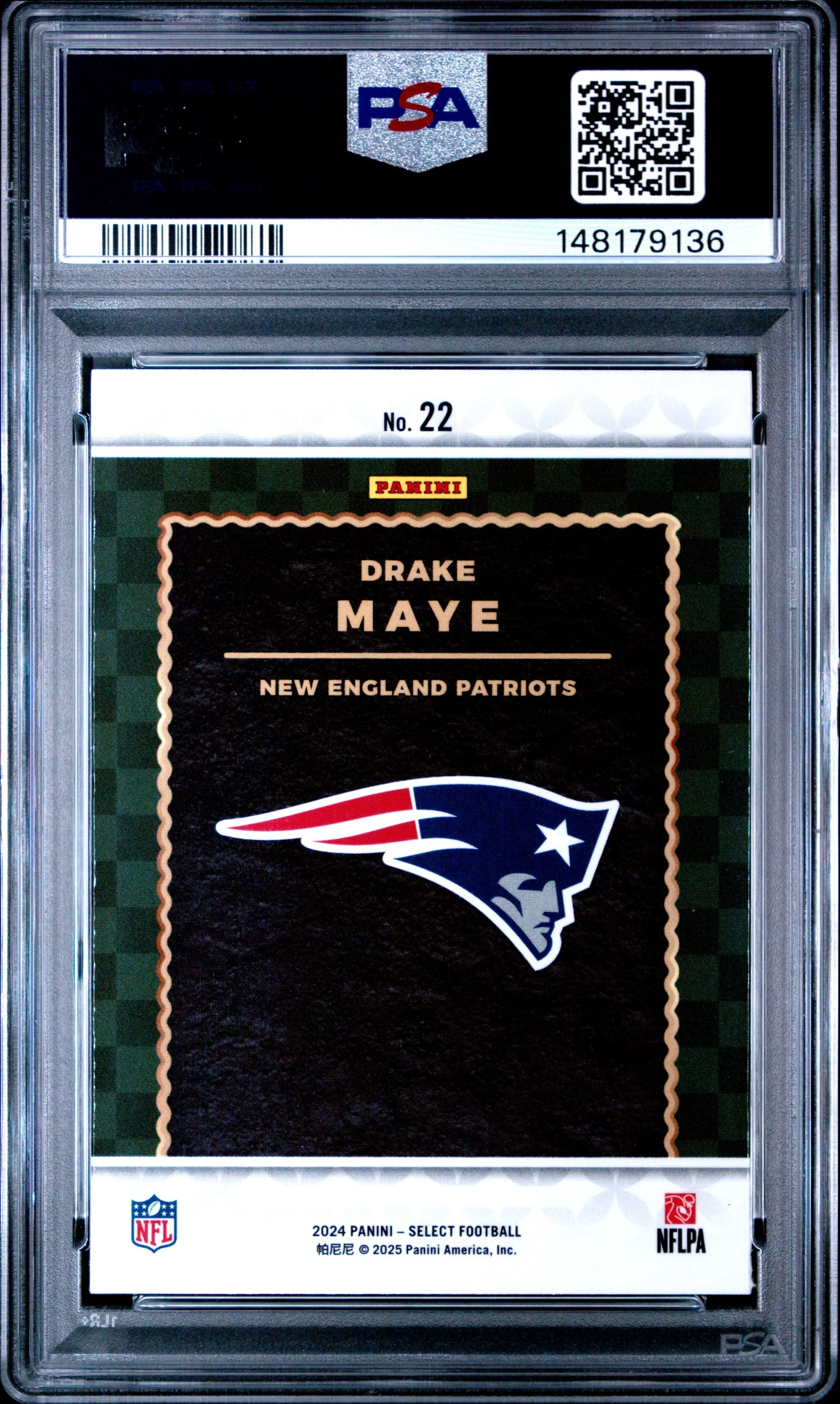 Graded 2024 Panini Select Drake Maye #22 Score Select Throwback Rookie RC Football Card PSA 9 Mint - Image 2