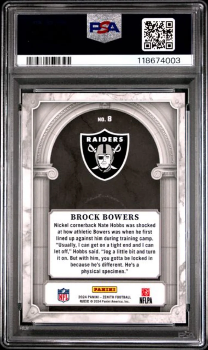 Graded 2024 Panini Zenith Brock Bowers #8 Z Marquee Rookie RC Football Card PSA 10 Gem Mint - Image 2