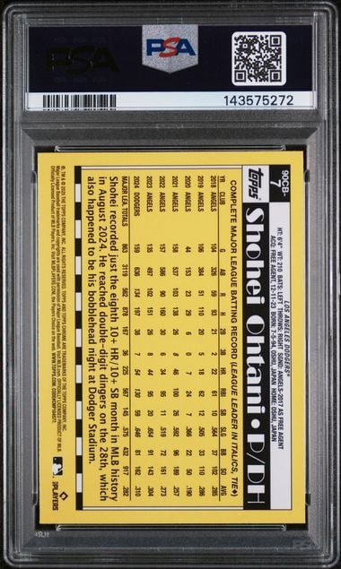 Graded 2024 Topps Chrome Shohei Ohtani #90CB7 1990 Topps Baseball Card PSA 9 Mint - Image 2