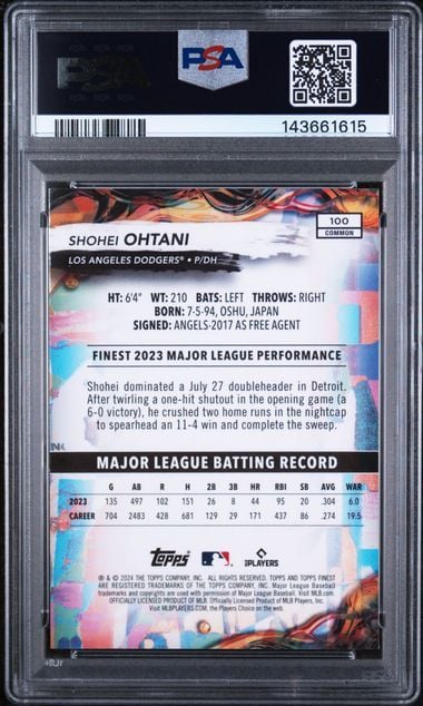Graded 2024 Topps Finest Shohei Ohtani #100 Baseball Card PSA 9 Mint - Image 2