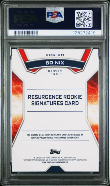 Graded 2024 Topps Resurgence Bo Nix #RRSNB /249 Aqua Surge Rookie Auto Rookie RC Football Card PSA 10 Gem Mint - Image 2