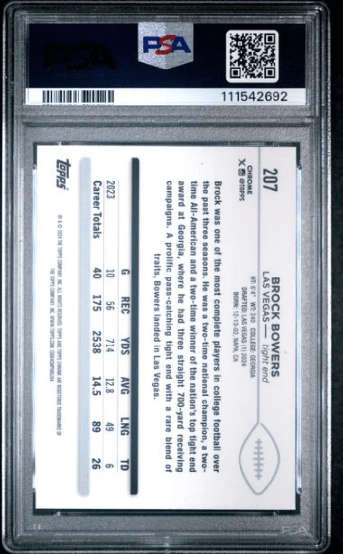 Graded 2024 Topps Sapphire Brock Bowers #207 Rookie RC Football Card PSA 10 Gem Mint - Image 2