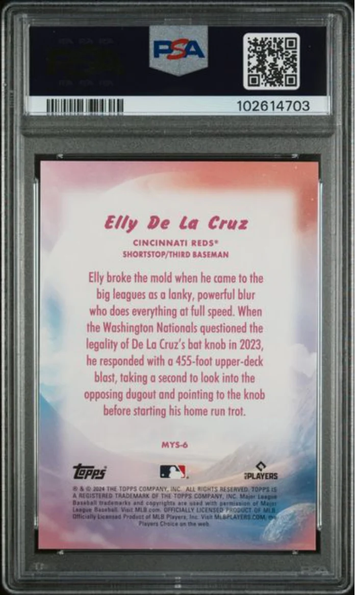 Graded 2024 Topps Update Elly De La Cruz #MYS6 Mystical Blue Rookie RC Baseball Card PSA 10 Gem Mint - Image 2
