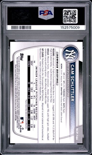 Graded 2025 Bowman Chrome Mega Box Cam Schlittler #166 1st Bowman Rookie RC Baseball Card PSA 10 Gem Mint - Image 2