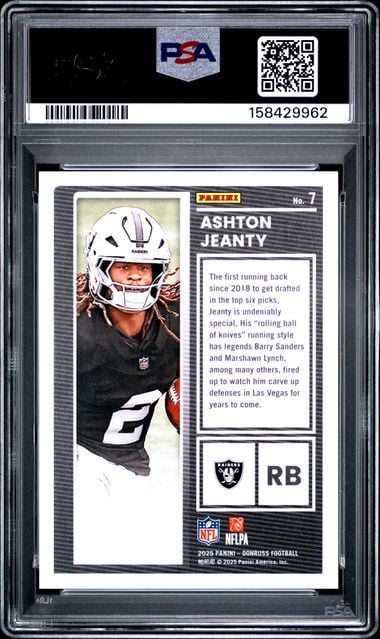 Graded 2025 Donruss Ashton Jeanty #7 The Rookies Rookie RC Football Card PSA 10 Gem Mint - Image 2