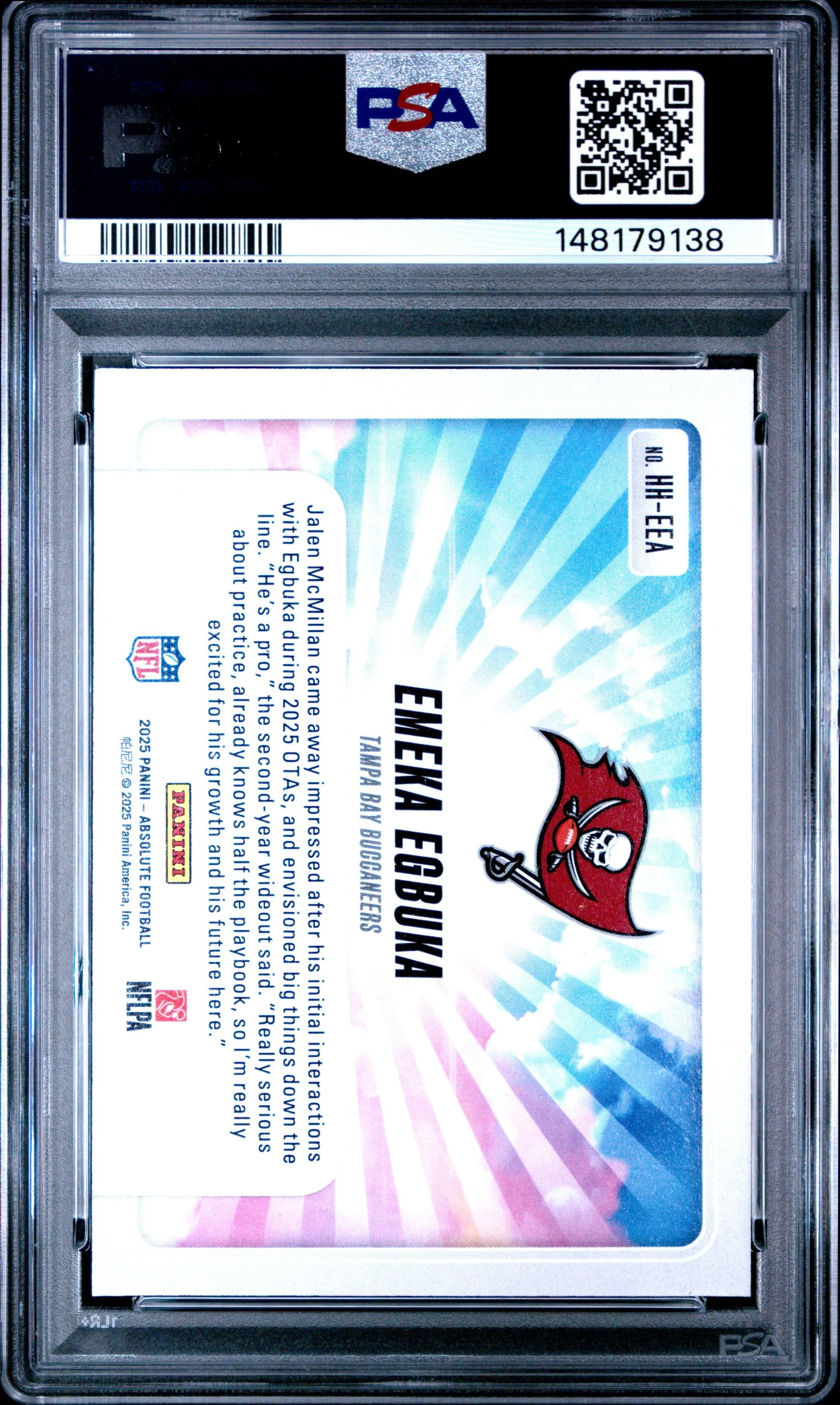 Graded 2025 Panini Absolute Emeka Egbuka #HH-EEA Hog Heaven Rookie RC Football Card PSA 8 Near Mint - Image 2