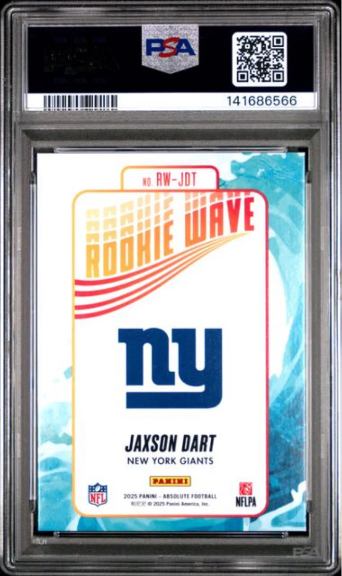 Graded 2025 Panini Absolute Jaxson Dart #RWJDT Rookie Wave Rookie RC Football Card PSA 10 Gem Mint - Image 2