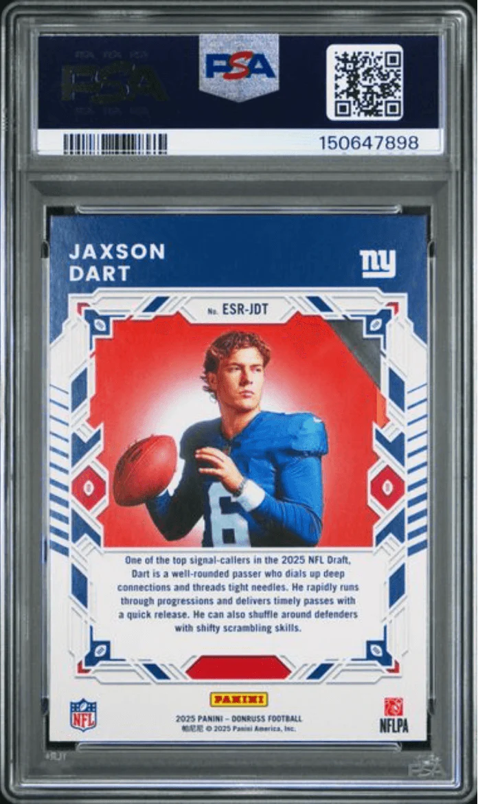 Graded 2025 Panini Donruss Jaxson Dart #ESRJDT The Elite Series Rookies Rookie RC Football Card PSA 9 Mint - Image 2