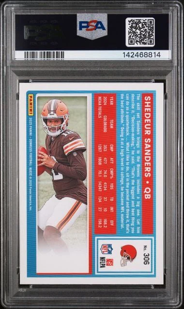 Graded 2025 Panini Donruss Shedeur Sanders #306 Rookie RC Football Card PSA 10 Gem Mint - Image 2