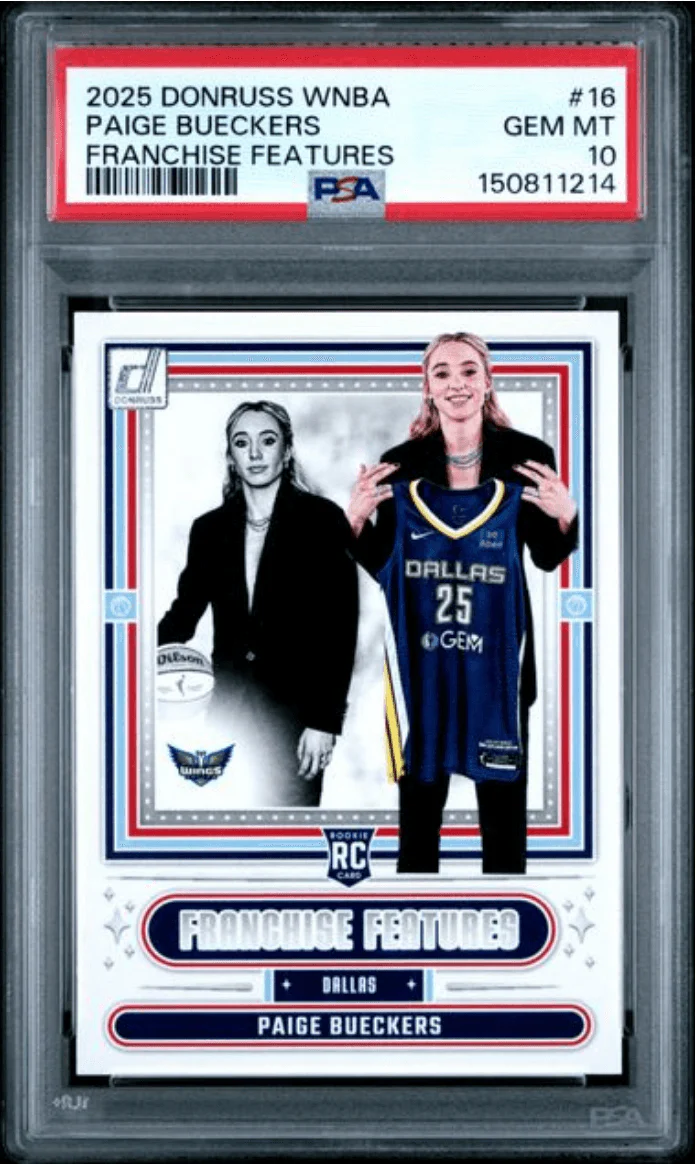 Graded 2025 Panini Donruss WNBA Paige Bueckers #16 Franchise Features Rookie RC Basketball Card PSA 10 Gem Mint