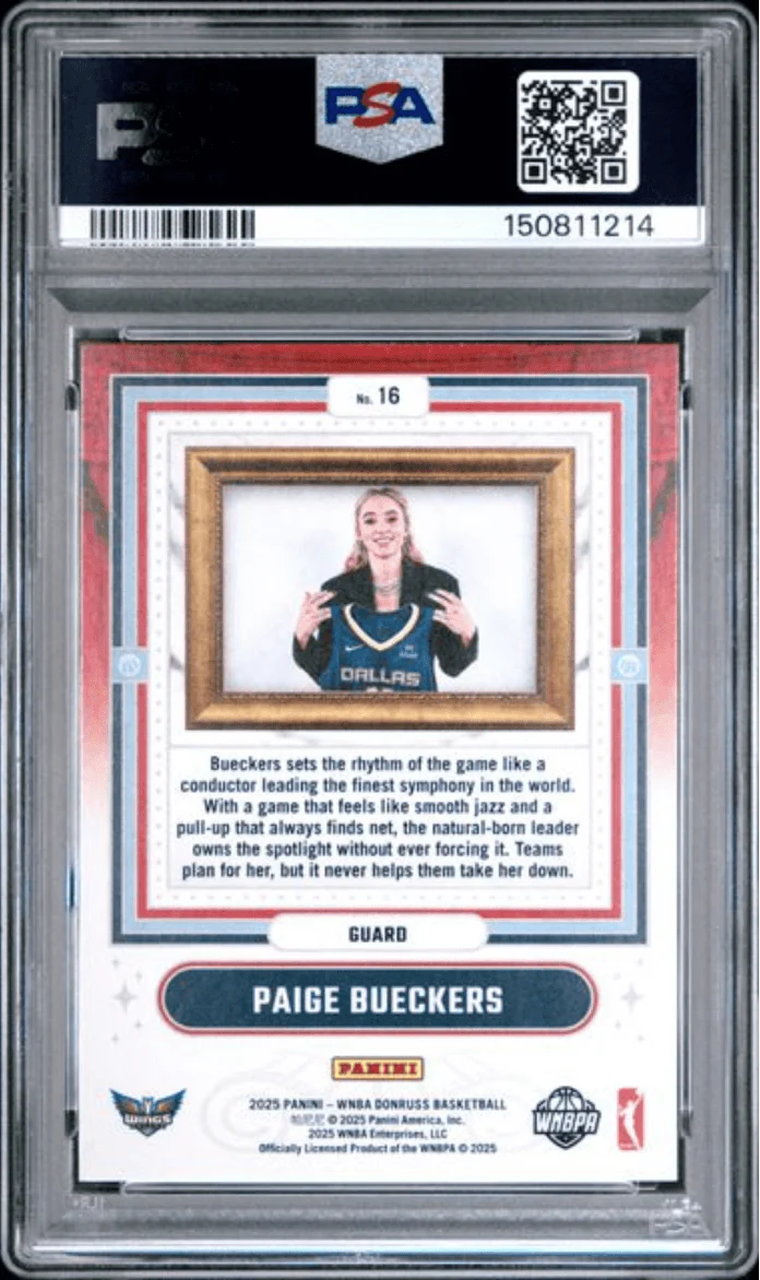 Graded 2025 Panini Donruss WNBA Paige Bueckers #16 Franchise Features Rookie RC Basketball Card PSA 10 Gem Mint - Image 2