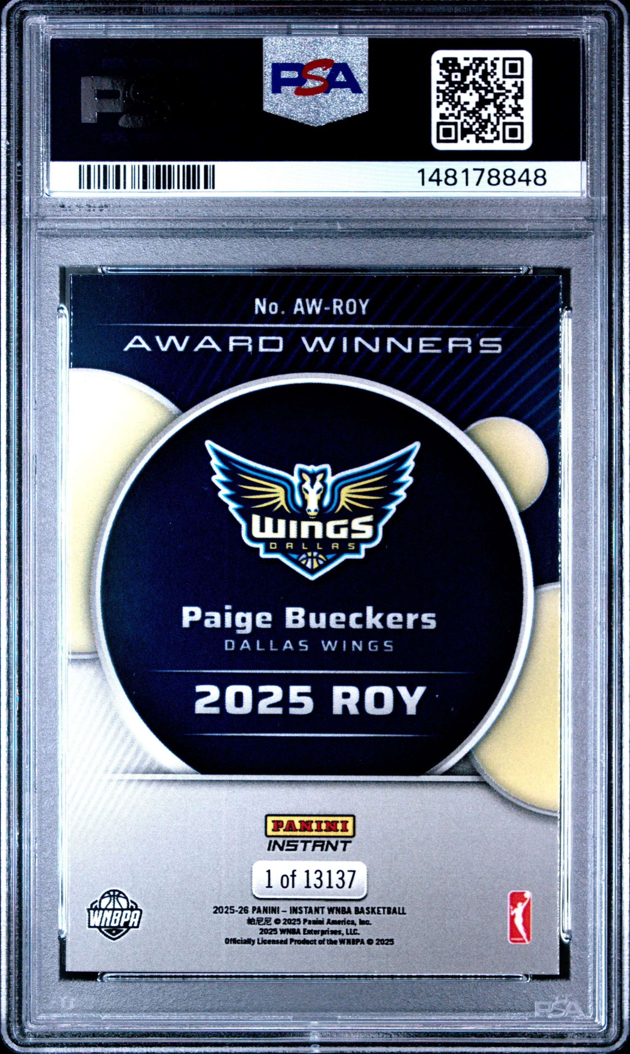 Graded 2025 Panini Instant Paige Bueckers #ROY Rookie RC Basketball Card PSA 10 Gem Mint - Image 2