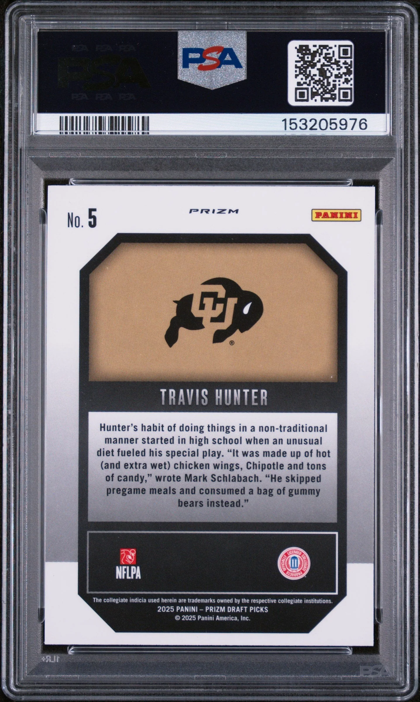 Graded 2025 Panini Prizm Draft Picks Travis Hunter #5 New Recruits Green Rookie RC Football Card PSA 9 Mint - Image 2