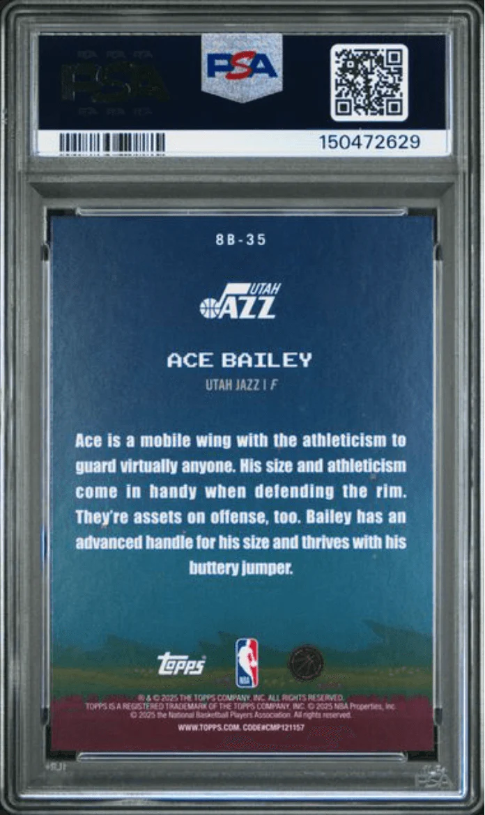 Graded 2025 Topps Ace Bailey #8B-35 8 Bit Ballers Holo Foil Rookie RC Basketball Card PSA 10 Gem Mint - Image 2